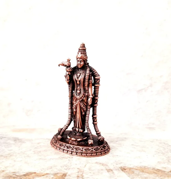 Brownish-Orange_Copper_Idols_India_2.9_Inches,_Handmade_Meenakshi_Devi_Idol,_60G,_Patina_Antique_Finish,_Pack_Of_1_Piece