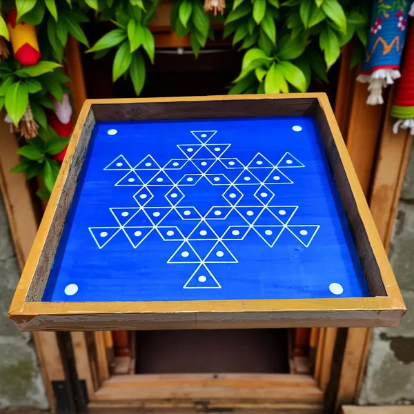 Searchers_Paradise_Star_Flower_Padi_Rangoli_Stencil_Wooden_10x10_Inches_Pack_of_1_Piece