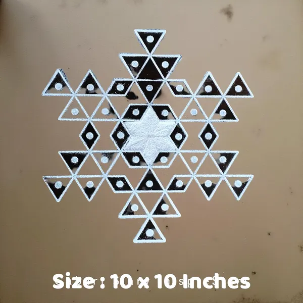 Searchers_Paradise_Star_Flower_Padi_Rangoli_Stencil_Wooden_10x10_Inches_Pack_of_1_Piece