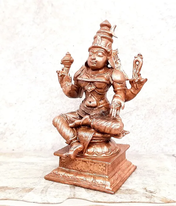 Brownish-Orange_Copper_Idols_Of_God_Bhuvaneshvari_4.3_Inches,_500G,_Patina_Antique_Finish,_Pack_Of_1_Piece