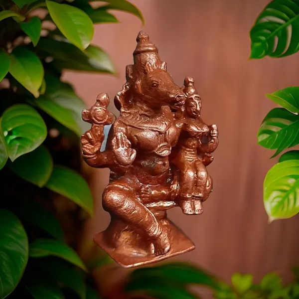 Copper_Idols,_1.7_Inches,_Handmade_Lakshmi_Varahar_50_Gram,_Patina_Antique_Finish,_Pack_Of_1_Piece