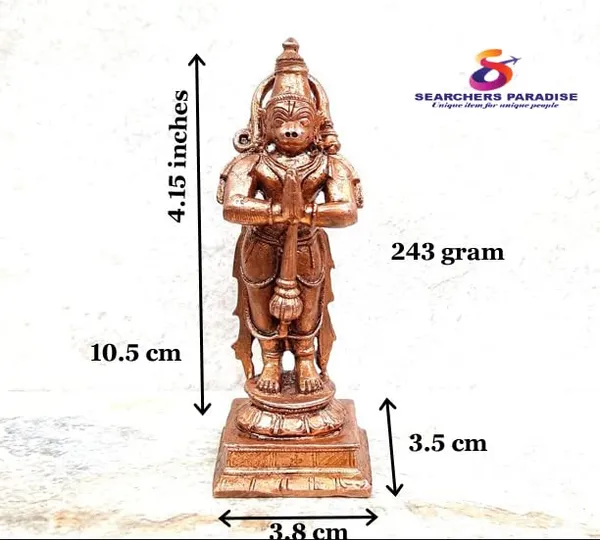 Brownish-Orange_Copper_Idols,_10.5_Cm,_Handmade_Hanuman_243Grams,_Patina_Antique_Finish,_Pack_Of_1_Piece