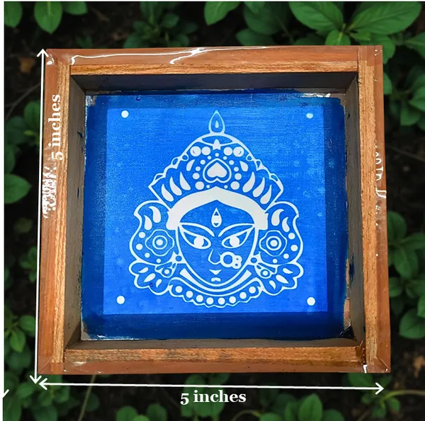 Searchers_Paradise_Maa_Durga_Face_Rangoli_Stencil_Wooden_5x5_Inches_Pack_of_1_Piece