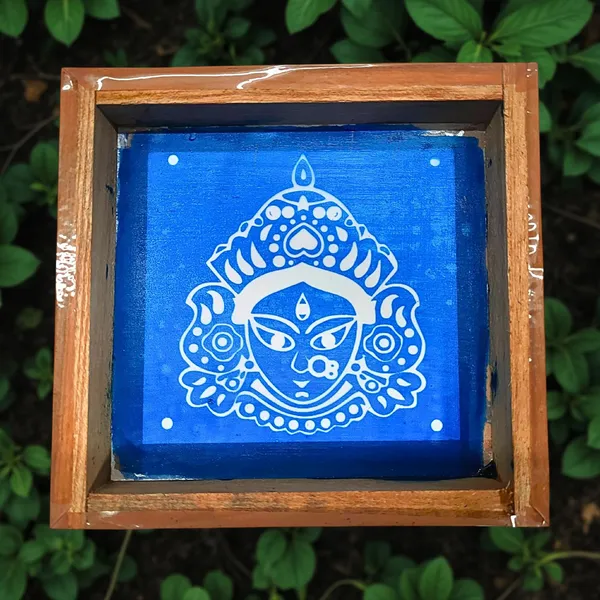 Searchers_Paradise_Maa_Durga_Face_Rangoli_Stencil_Wooden_5x5_Inches_Pack_of_1_Piece
