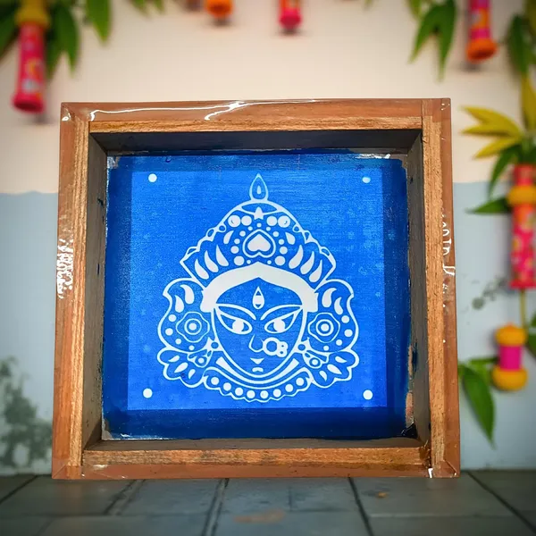 Searchers_Paradise_Maa_Durga_Face_Rangoli_Stencil_Wooden_5x5_Inches_Pack_of_1_Piece