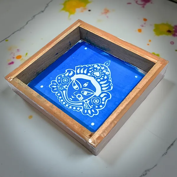 Searchers_Paradise_Maa_Durga_Face_Rangoli_Stencil_Wooden_5x5_Inches_Pack_of_1_Piece