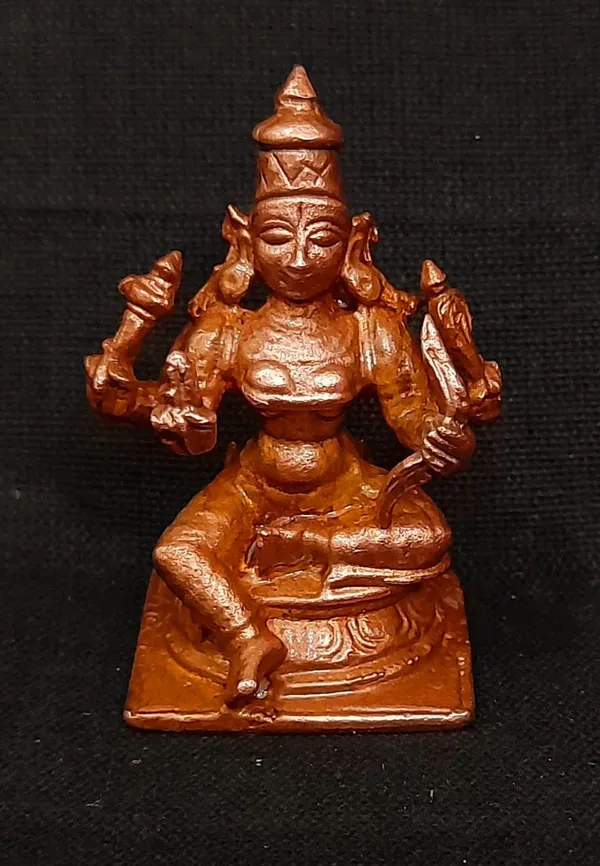 Brownish-Orange_Copper_Idols_1.6_Inches,_Handmade_Raja_Rajeshwari_50Grams,_Patina_Antique_Finish,_Pack_Of_1_Piece