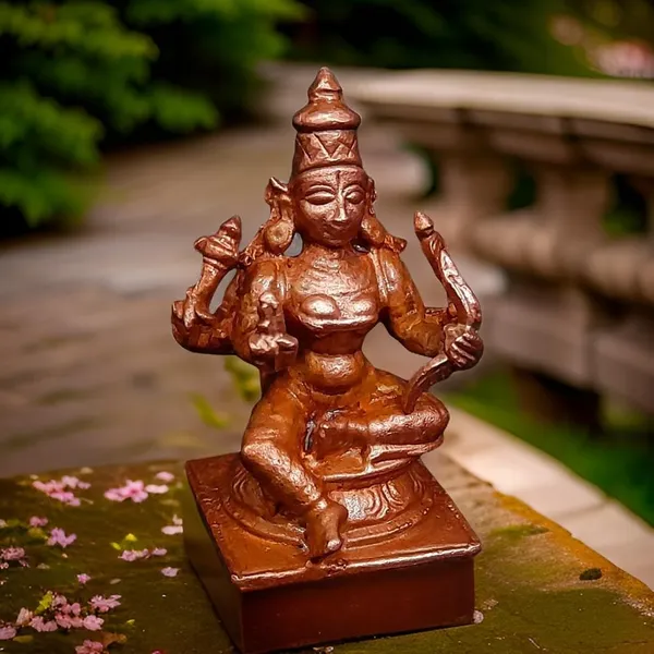 Brownish-Orange_Copper_Idols_1.6_Inches,_Handmade_Raja_Rajeshwari_50Grams,_Patina_Antique_Finish,_Pack_Of_1_Piece