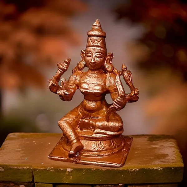 Brownish-Orange_Copper_Idols_1.6_Inches,_Handmade_Raja_Rajeshwari_50Grams,_Patina_Antique_Finish,_Pack_Of_1_Piece