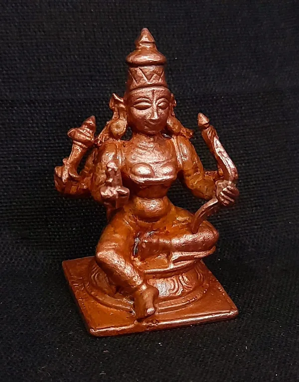 Brownish-Orange_Copper_Idols_1.6_Inches,_Handmade_Raja_Rajeshwari_50Grams,_Patina_Antique_Finish,_Pack_Of_1_Piece
