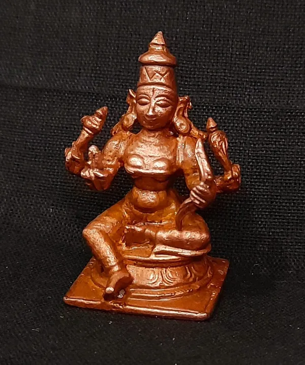 Brownish-Orange_Copper_Idols_1.6_Inches,_Handmade_Raja_Rajeshwari_50Grams,_Patina_Antique_Finish,_Pack_Of_1_Piece