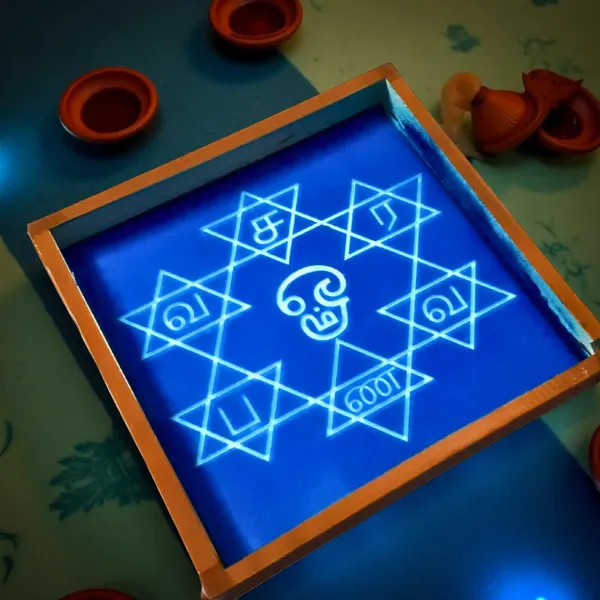 Searchers_Paradise_Saravana_Bhava_Kolam_Rangoli_Stencil_Wooden_10x10_Inches_Pack_of_1_Piece