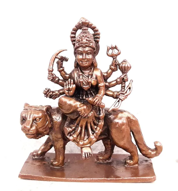 Brownish-Orange_Copper_Idols,_2.6_Inches,_Handmade_Goddess_Durga,_150G,_Patina_Antique_Finish,_Pack_Of_1_Piece