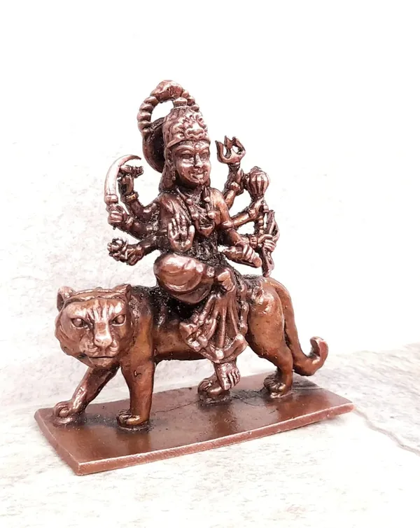 Brownish-Orange_Copper_Idols,_2.6_Inches,_Handmade_Goddess_Durga,_150G,_Patina_Antique_Finish,_Pack_Of_1_Piece