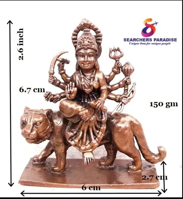Brownish-Orange_Copper_Idols,_2.6_Inches,_Handmade_Goddess_Durga,_150G,_Patina_Antique_Finish,_Pack_Of_1_Piece