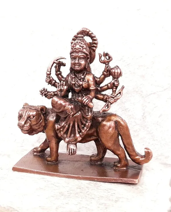 Brownish-Orange_Copper_Idols,_2.6_Inches,_Handmade_Goddess_Durga,_150G,_Patina_Antique_Finish,_Pack_Of_1_Piece