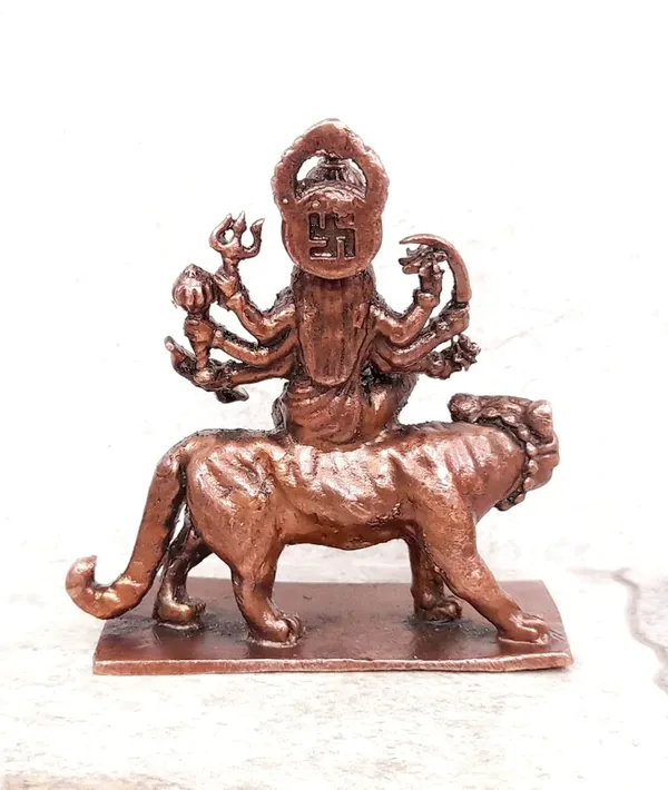 Brownish-Orange_Copper_Idols,_2.6_Inches,_Handmade_Goddess_Durga,_150G,_Patina_Antique_Finish,_Pack_Of_1_Piece