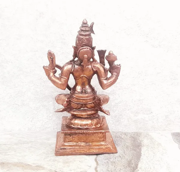 Brownish-Orange_Copper_Idols_India,_4.3_Inches,_Handmade_Goddess_Raja_Rajeswari_479_Gram,_Patina_Antique_Finish,_Pack_Of_1_Piece