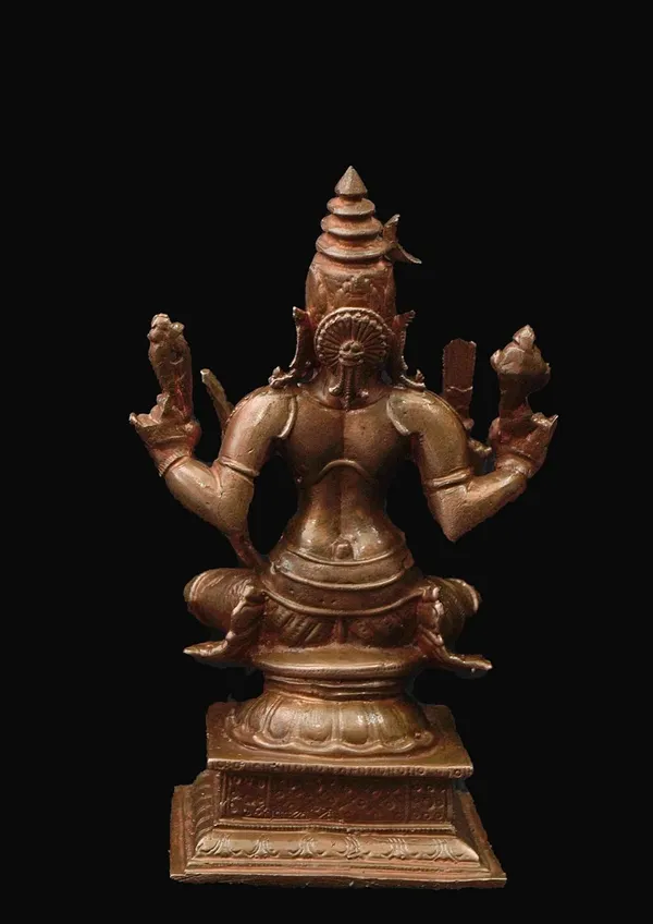 Brownish-Orange_Copper_Idols_India,_4.3_Inches,_Handmade_Goddess_Raja_Rajeswari_479_Gram,_Patina_Antique_Finish,_Pack_Of_1_Piece