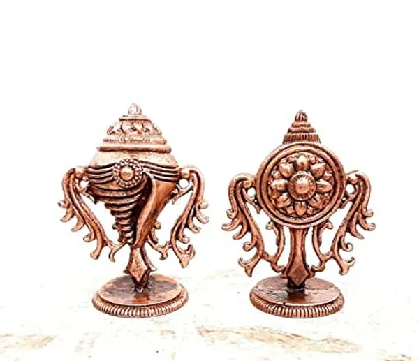 Brownish-Orange_Copper_Idols_Of_God_Srinivasa_Perumal_With_Sanghu_Chakram,_5.1_Inches,_420G,_Patina_Antique_Finish,_Pack_Of_3_Piece
