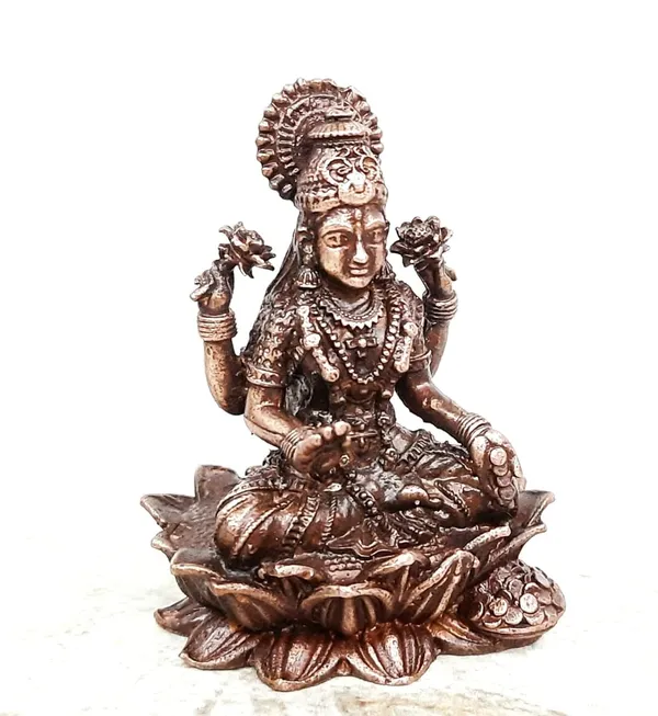 Brownish-Orange_Copper_Idols_India,_2_Inches,_Handmade_Mahalakshmi_Idol_With,_145G,_Patina_Antique_Finish,_Pack_Of_1_Piece