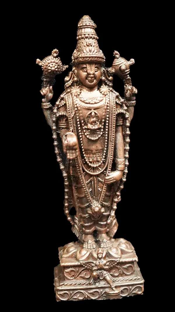 Copper_Idols_Indiaby,_2.8_Inches,_Handmade_Tirupati_Balaji,_150G,_Patina_Antique_Finish,_Pack_Of_1_Piece