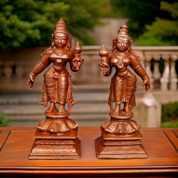 Brownish-Orange_Copper_Handmade_Sridevi_Bhuevi,_3.6_Inches,_416_Gram,_Pack_Of_2_Piece