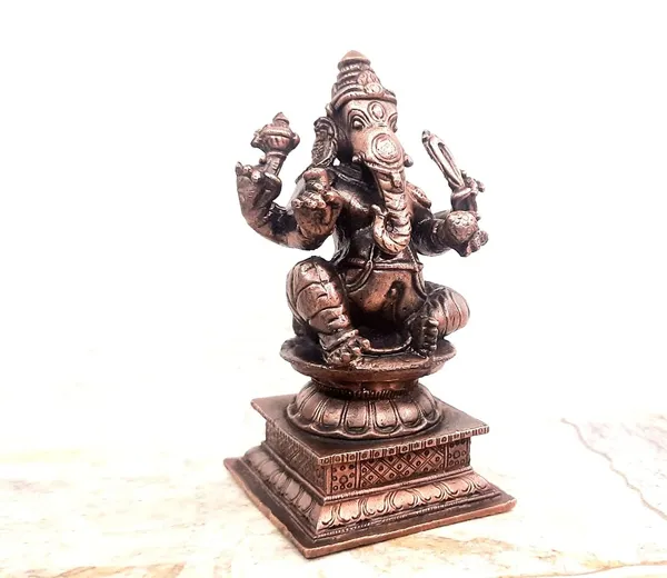 Brownish-Orange_Copper_Idols_India,_4.2_Inches,_Handmade_Ganesh_640_Gram,_Patina_Antique_Finish,_Pack_Of_1_Piece