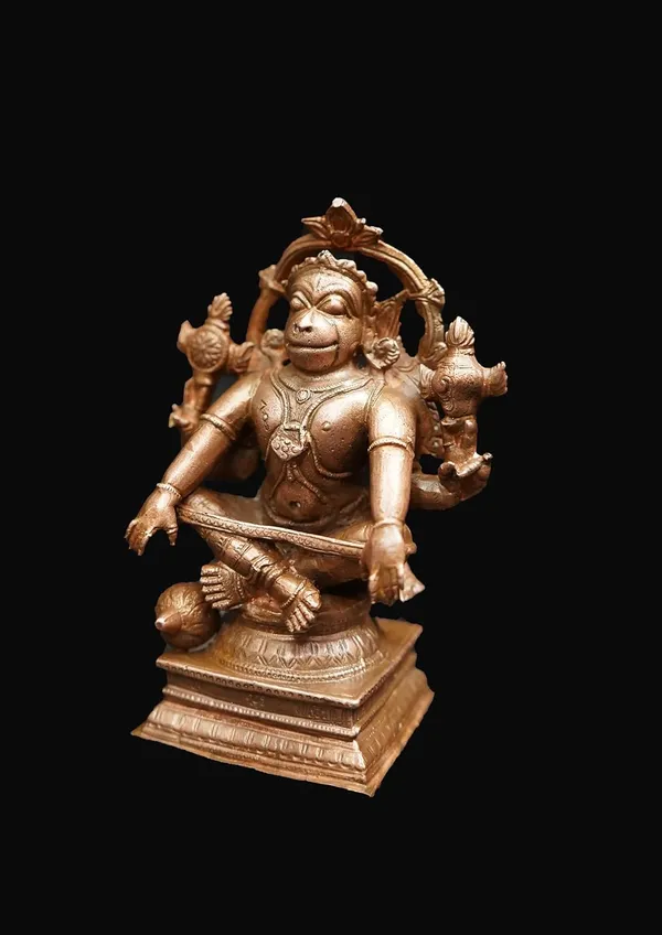 Brownish-Orange_Copper_Idols_Of_God_Sitting_God_Hanuman,_4.3_Inches,_730G,_Patina_Antique_Finish,_Pack_Of_1_Piece