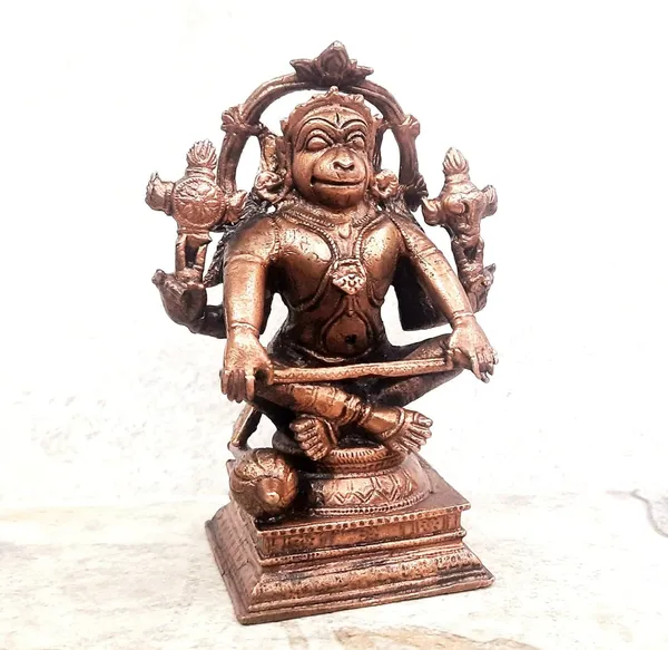 Brownish-Orange_Copper_Idols_Of_God_Sitting_God_Hanuman,_4.3_Inches,_730G,_Patina_Antique_Finish,_Pack_Of_1_Piece