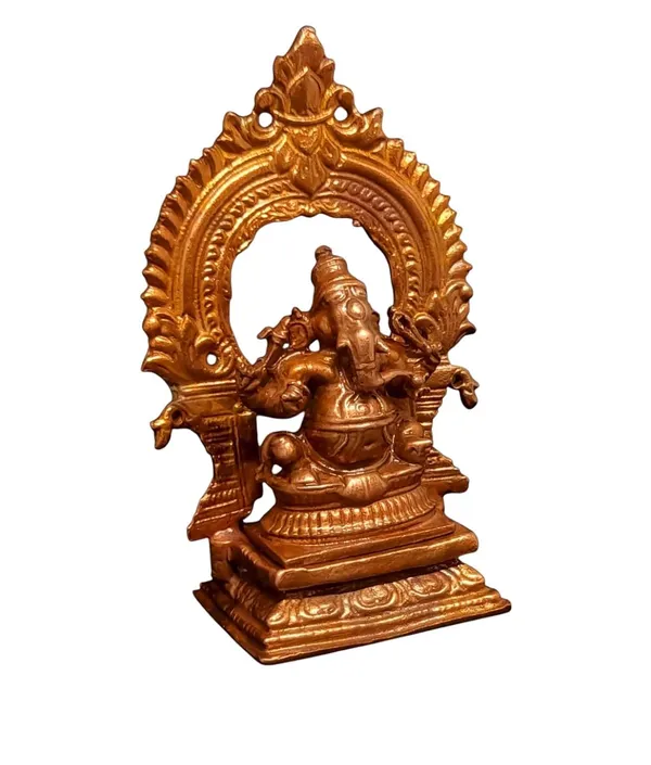 Brownish-Orange_Copper_Idols_Of_God_Ganesh_With_Prabhavalli,_3.3_Inches,_146G,_Patina_Antique_Finish,_Pack_Of_2_Piece