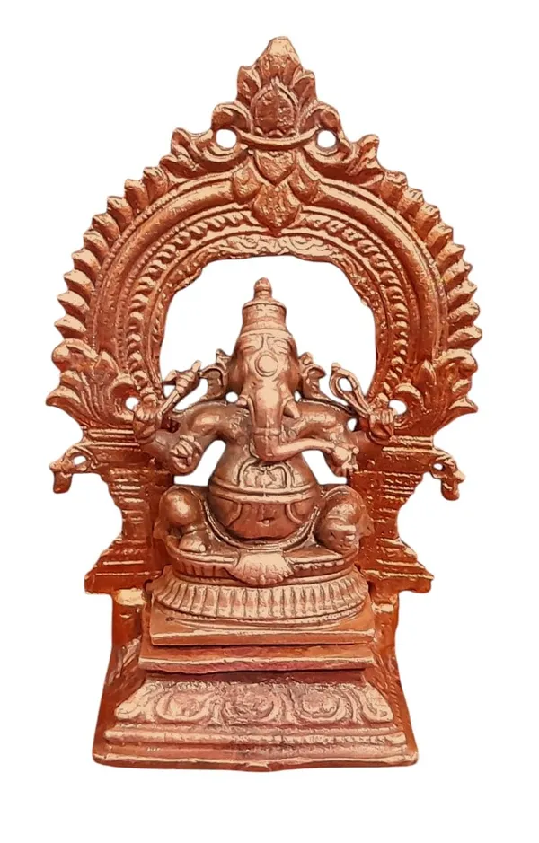 Brownish-Orange_Copper_Idols_Of_God_Ganesh_With_Prabhavalli,_3.3_Inches,_146G,_Patina_Antique_Finish,_Pack_Of_2_Piece