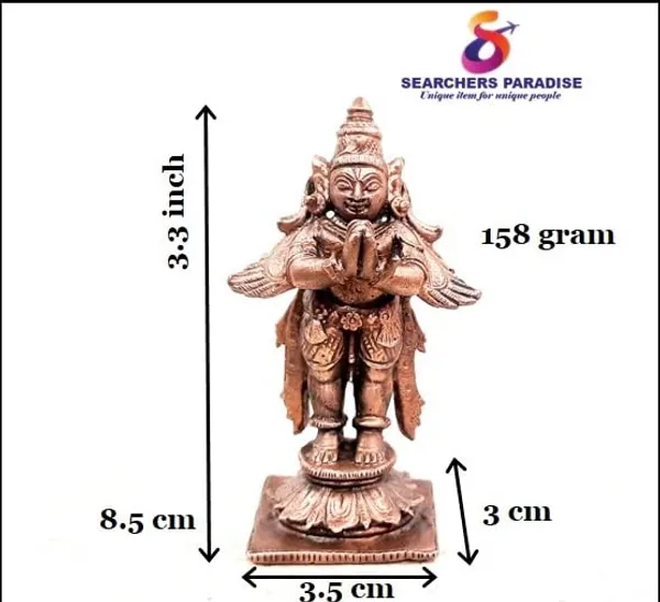 Brownish-Orange_Copper_Idols,_8.5_Cm,_Handmade_Standing_Garudar_158_Gram,_Patina_Antique_Finish,_Pack_Of_1_Piece