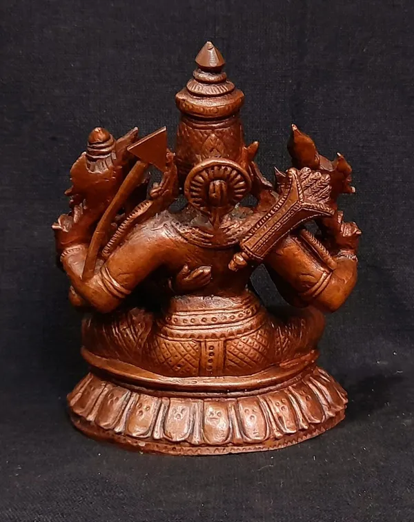 Brownish-Orange_Copper_Idols_Of_God_Perumal_With_Lakshmi_Idol,_4_Inches,_684G,_Patina_Antique_Finish,_Pack_Of_1_Piece