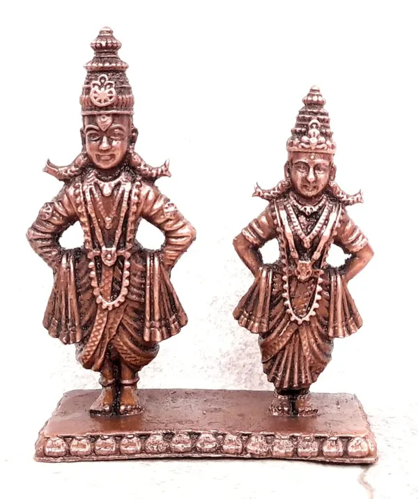 Brownish-Orange_Copper_Idols_India,_3.2_Inches,_Handmade_Vitthal_Rukmani_Stand,_210G,_Patina_Antique_Finish,_Pack_Of_1_Piece