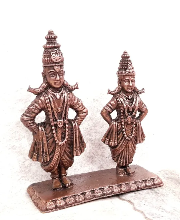 Brownish-Orange_Copper_Idols_India,_3.2_Inches,_Handmade_Vitthal_Rukmani_Stand,_210G,_Patina_Antique_Finish,_Pack_Of_1_Piece