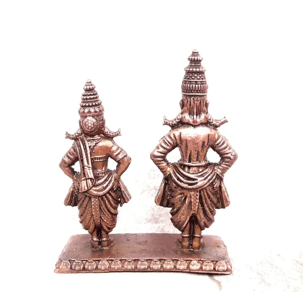 Brownish-Orange_Copper_Idols_India,_3.2_Inches,_Handmade_Vitthal_Rukmani_Stand,_210G,_Patina_Antique_Finish,_Pack_Of_1_Piece