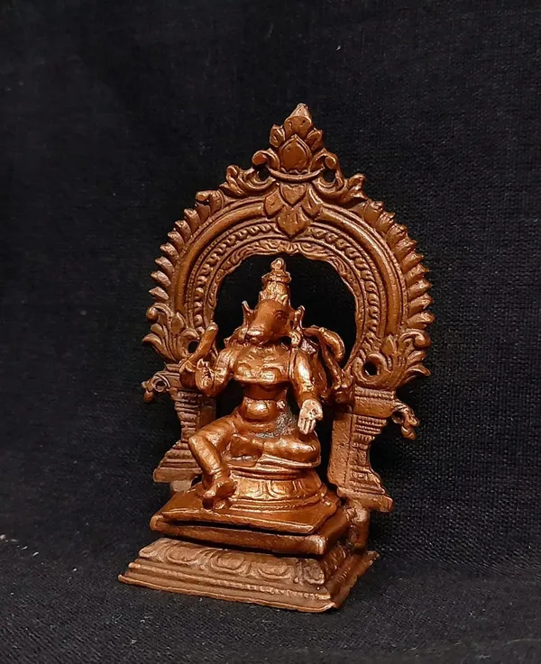 Brownish-Orange_Copper_Idols_India,_Handmade_Goddess_Varahi_Idol_With_Prabhavalli_3_Inches,_135G,_Pack_Of_2_Piece