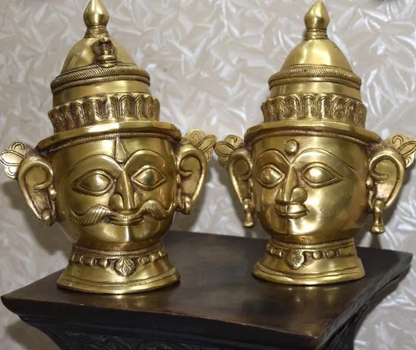 Searchers_Paradise_Brass_Shiva_Gauri_Head_God_Idol_Statue_Mukhalinga_Parvati_Face,_Table_Decor_