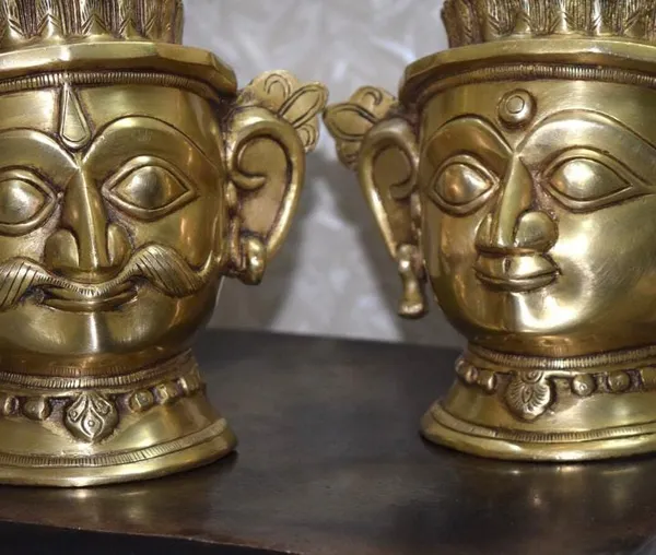 Searchers_Paradise_Brass_Shiva_Gauri_Head_God_Idol_Statue_Mukhalinga_Parvati_Face,_Table_Decor_