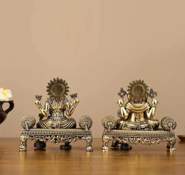 Searchers_Paradise_Pure_Brass_Ganesh_Lakshmi_Murti_5.5_Inch_|_Traditional_Pooja_Idol_|_1_Piece