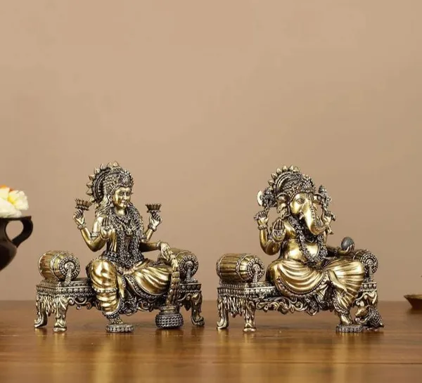 Searchers_Paradise_Pure_Brass_Ganesh_Lakshmi_Murti_5.5_Inch_|_Traditional_Pooja_Idol_|_1_Piece