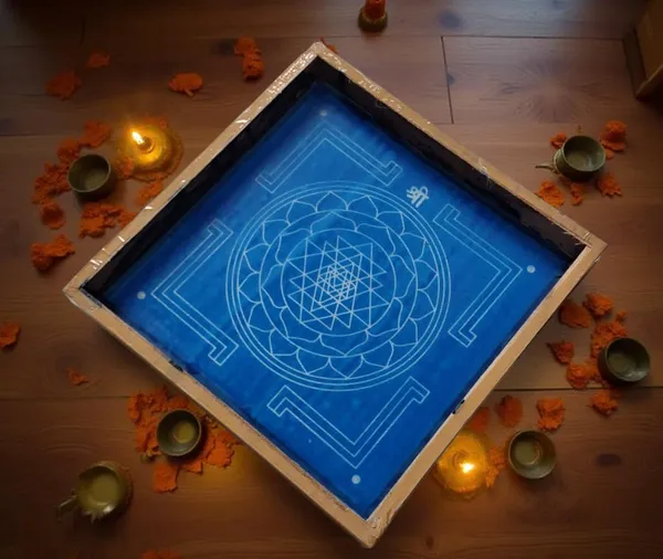 Searchers_Paradise__Sri_Chakra_Yantra_Model_3__Rangoli_Stencil_Wooden_13x13_Inches_Pack_of_1_piece