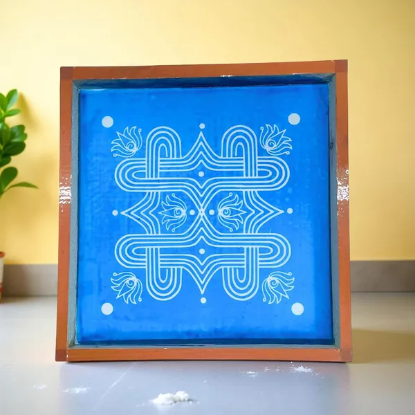 Searchers_Paradise_Padi_Kolam_Model_4_Rangoli_Stencil_Wooden_10x10_Inches_Pack_of_1_Piece