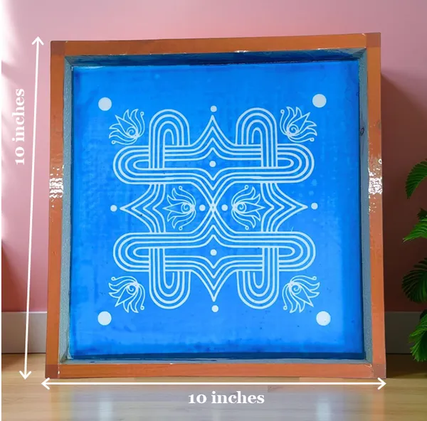 Searchers_Paradise_Padi_Kolam_Model_4_Rangoli_Stencil_Wooden_10x10_Inches_Pack_of_1_Piece