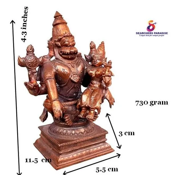 Brownish-Orange_Copper_Idols_Of_God_Lakshmi_Narasimhar,_4.3_Inches,_730Grams,_Patina_Antique_Finish,_Pack_Of_1_Piece