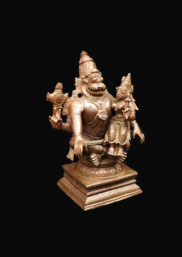 Brownish-Orange_Copper_Idols_Of_God_Lakshmi_Narasimhar,_4.3_Inches,_730Grams,_Patina_Antique_Finish,_Pack_Of_1_Piece