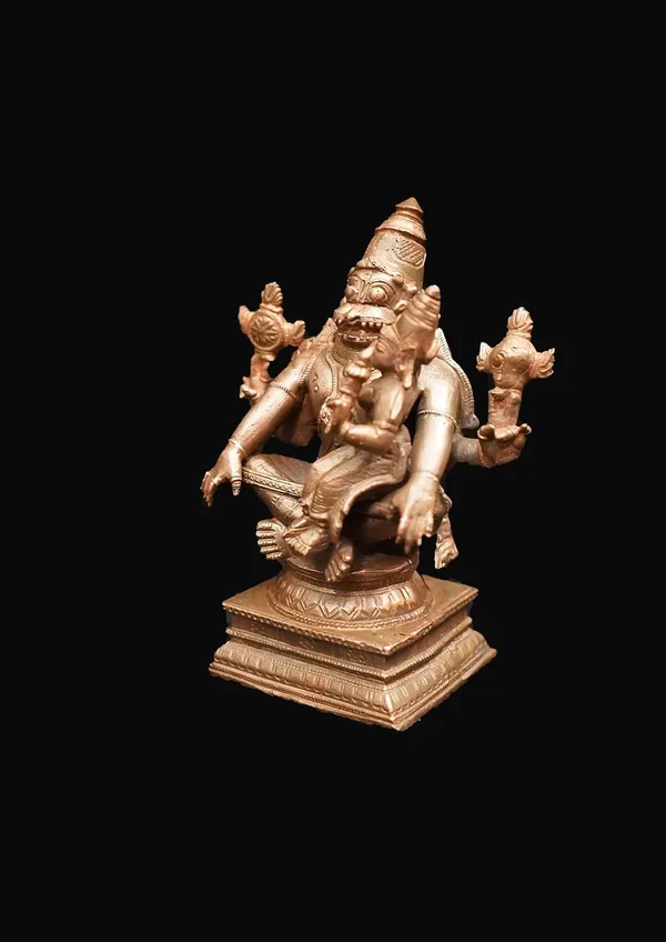 Brownish-Orange_Copper_Idols_Of_God_Lakshmi_Narasimhar,_4.3_Inches,_730Grams,_Patina_Antique_Finish,_Pack_Of_1_Piece