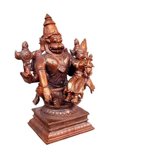 Brownish-Orange_Copper_Idols_Of_God_Lakshmi_Narasimhar,_4.3_Inches,_730Grams,_Patina_Antique_Finish,_Pack_Of_1_Piece