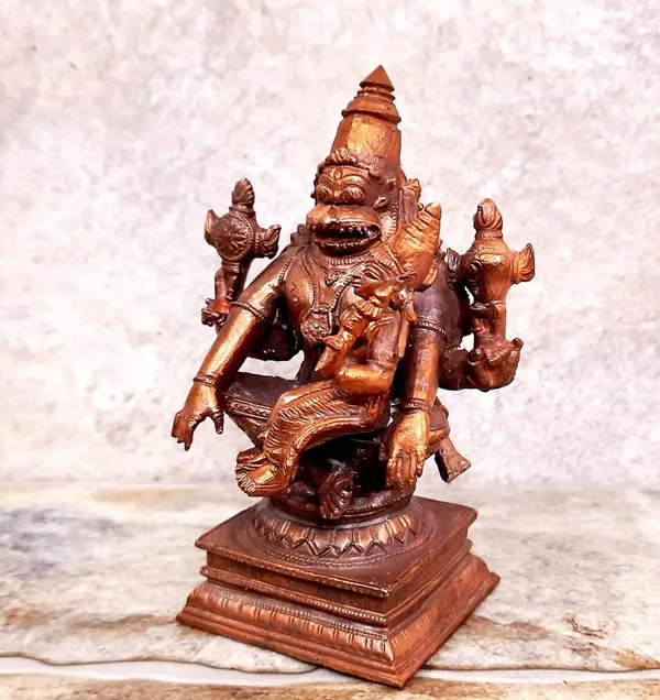 Brownish-Orange_Copper_Idols_Of_God_Lakshmi_Narasimhar,_4.3_Inches,_730Grams,_Patina_Antique_Finish,_Pack_Of_1_Piece